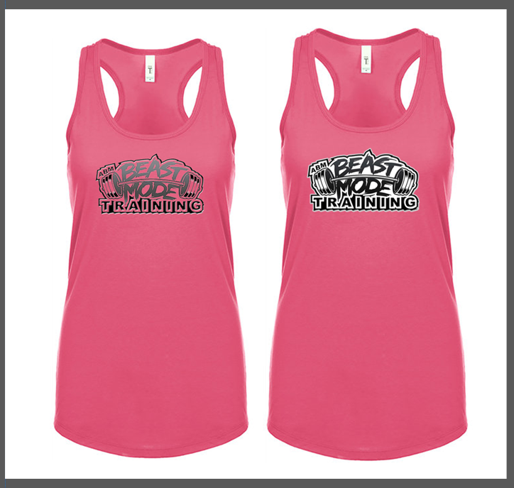 Beastmode Hot Pink Ladies Racerback Tank