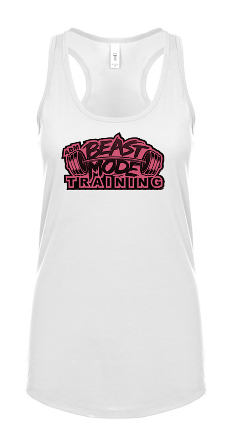 Beastmode White Ladies Racerback Tank