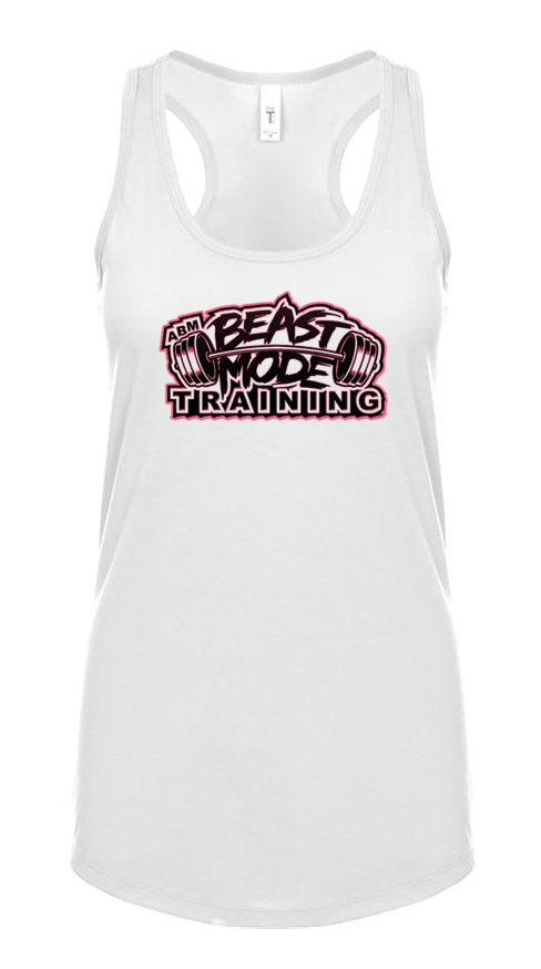 Beastmode White Ladies Racerback Tank