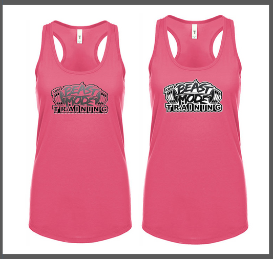 Beastmode Hot Pink Ladies Racerback Tank