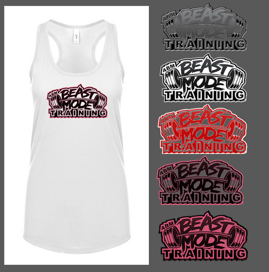 Beastmode White Ladies Racerback Tank