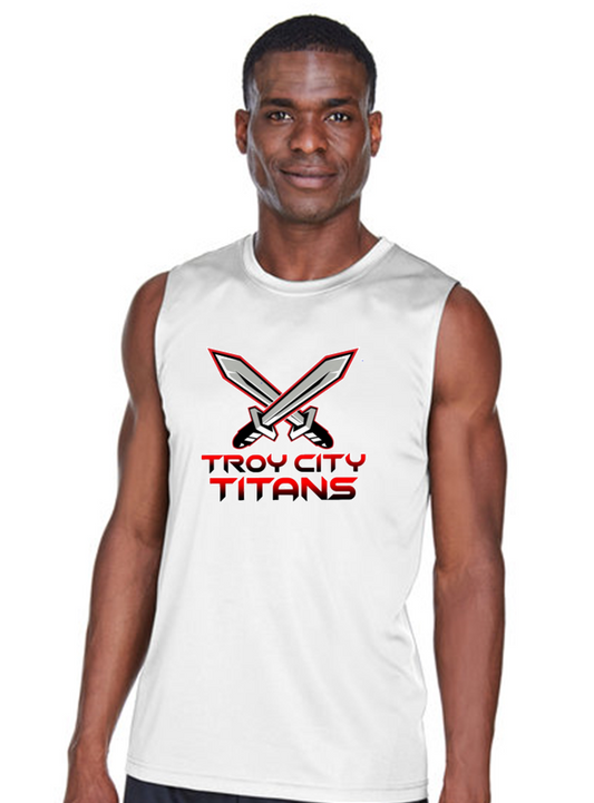 TC Titan Swords White Dri-Fit Performance Muscle Tank