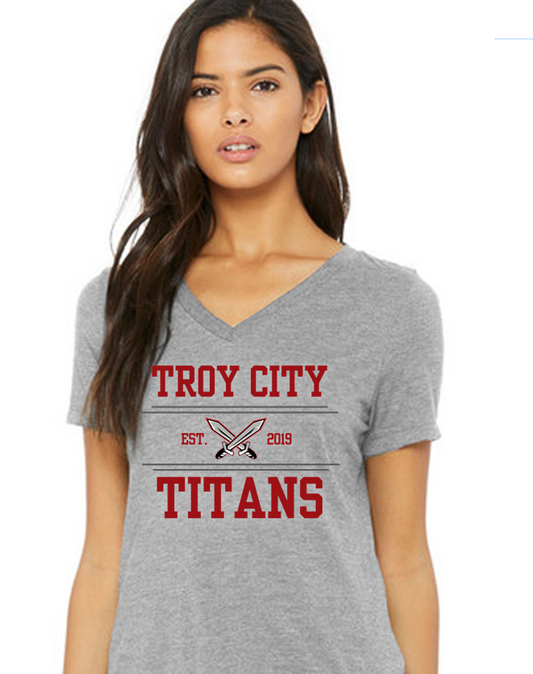 TC Titan Heather Grey Ladies Fit V-Neck TShirts