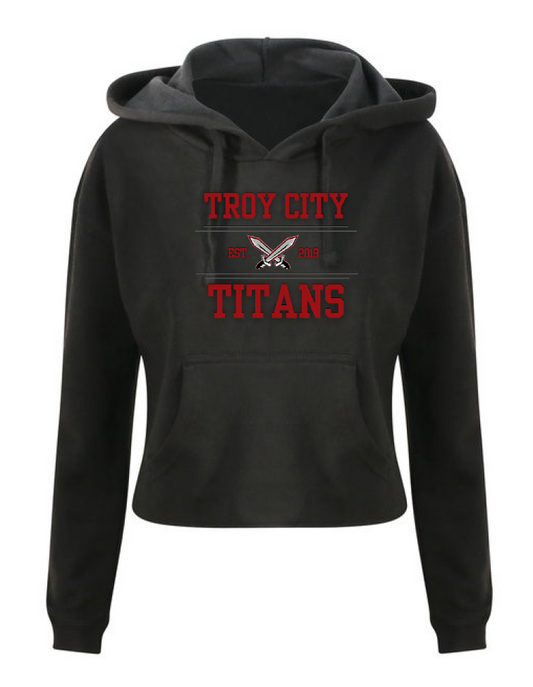 TC Titan Black Ladies Cropped Hoodie