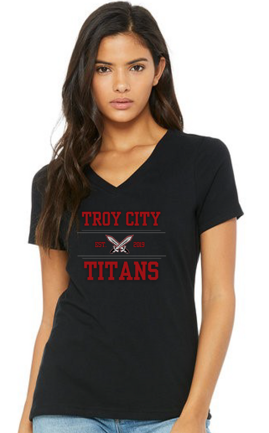 TC Titan Black Ladies Fit V-Neck TShirts